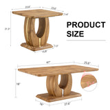 Coffee Table Set With Circular Arc Base And Wood Tone - Furniture Home Direct