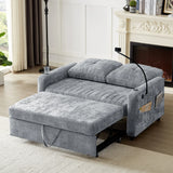 Sleeper Sofa With Adjustable Backrest, Two Cup Holders, Phone Holder, Three Charging Ports And Side Storage Pockets - Gray - Furniture Home Direct