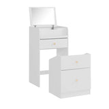 Vanity Desk With Mirror Small Compact Modern Style White - Furniture Home Direct