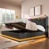 King Bed LED 360 Surround Lighting Storage USB Type C Gray - Furniture Home Direct
