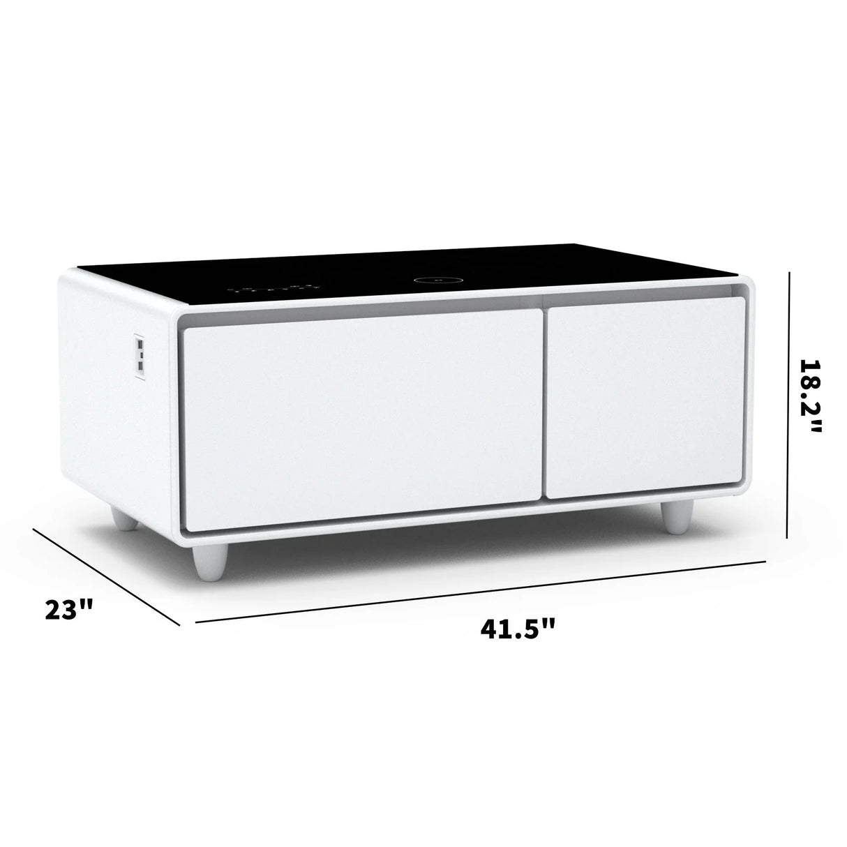 Modern Smart Coffee Table With Built-In Fridge - Bluetooth Speaker, Wireless Charging, Touch Control Panel, USB Interface, Outlet Protection, Atmosphere Light - Furniture Home Direct