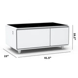 Modern Smart Coffee Table With Built-In Fridge - Bluetooth Speaker, Wireless Charging, Touch Control Panel, USB Interface, Outlet Protection, Atmosphere Light - Furniture Home Direct
