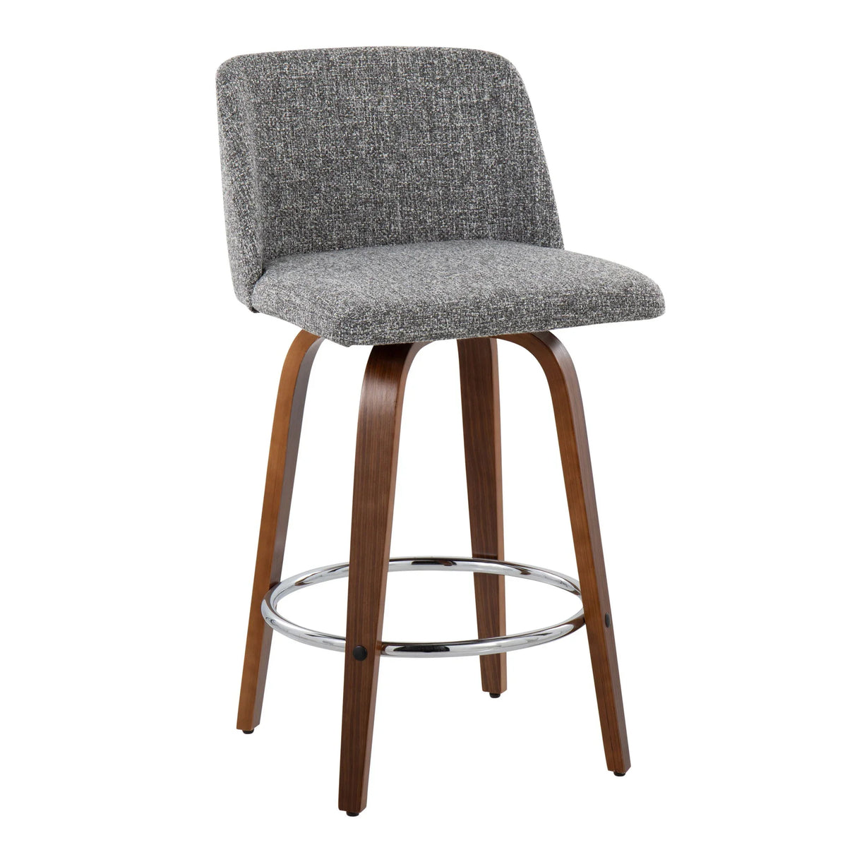 Toriano - Mid-Century Modern Fixed Height Counter Stool With Round Footrest (Set of 2) - Furniture Home Direct