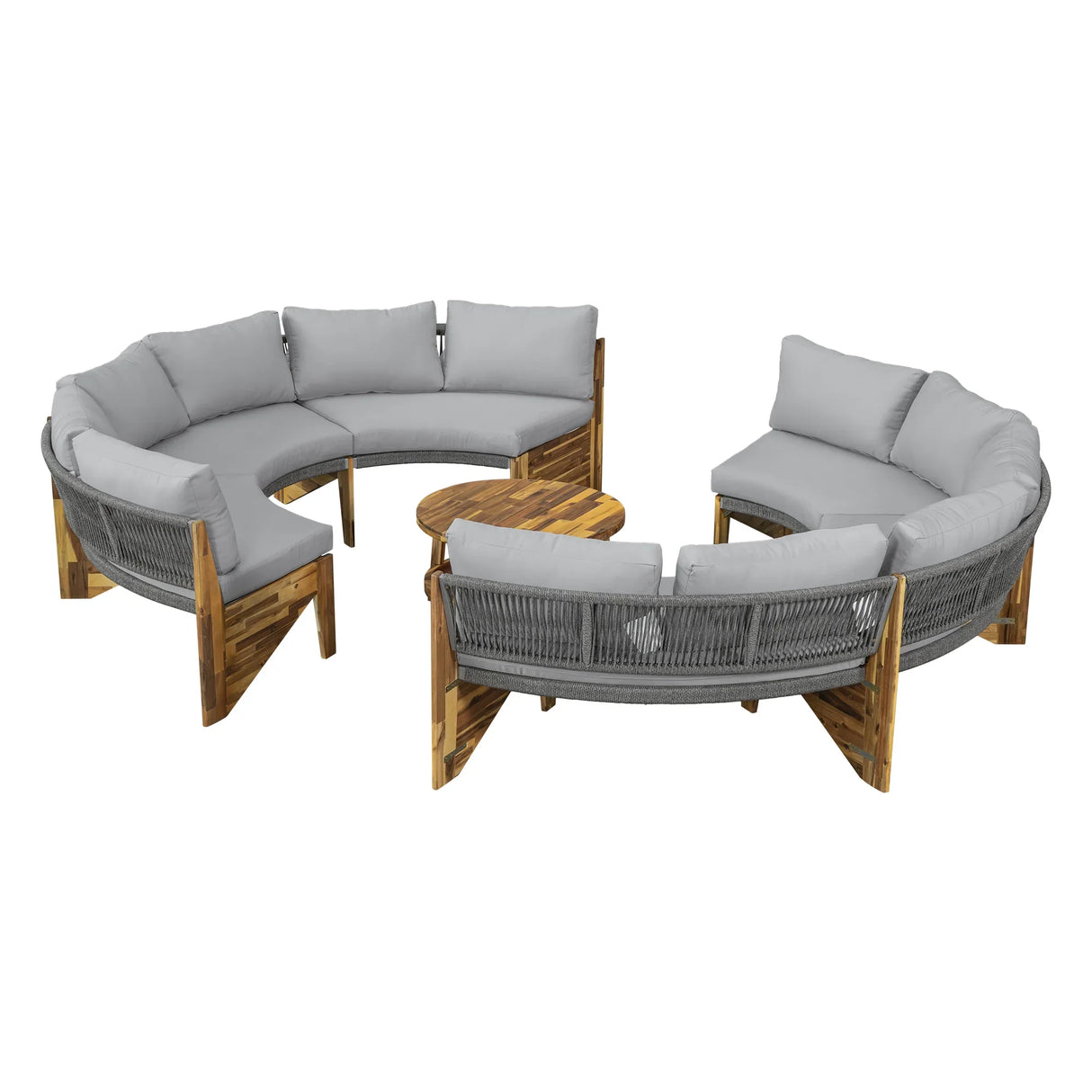 6 - Person Outdoor Sectional with Cushions and Coffee Table - Furniture Home Direct