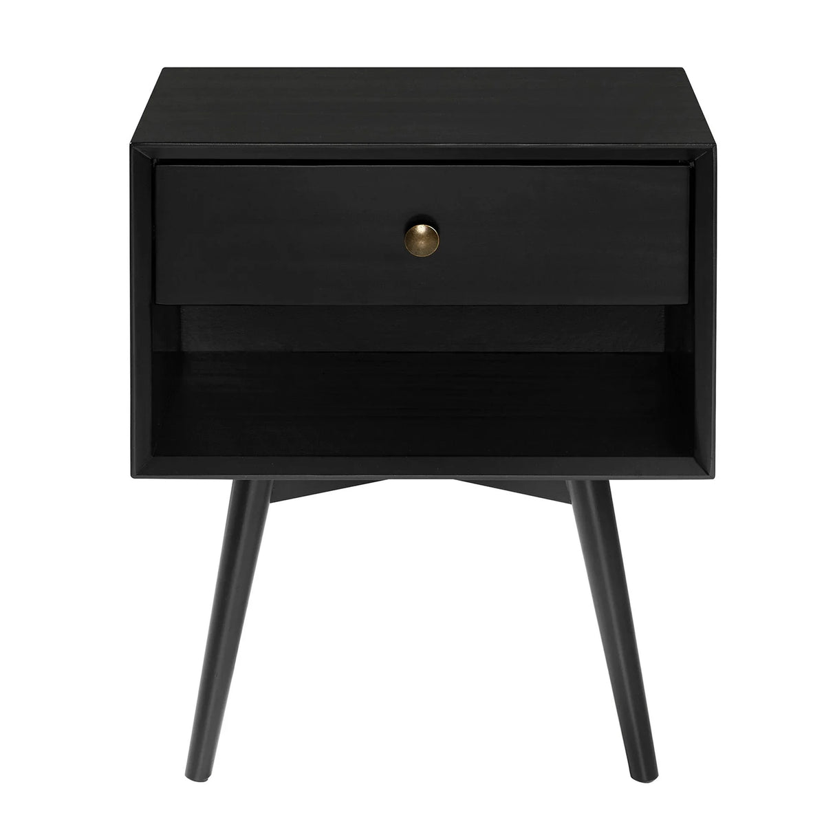 Mid-Century Modern Single Drawer Solid Wood Nightstand - Furniture Home Direct