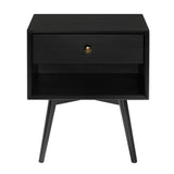 Mid-Century Modern Single Drawer Solid Wood Nightstand - Furniture Home Direct