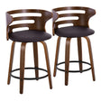 Cosini - Mid-Century Modern Fixed Height Counter Stool With Swivel With Round Footrest (Set of 2) - Walnut / Brown - Furniture Home Direct