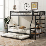 Metal Bunk Bed With Trundle And Storage Staircase - Furniture Home Direct