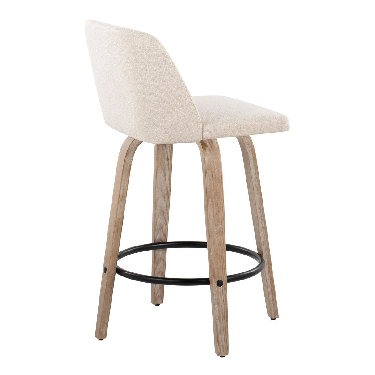 Toriano - Contemporary Fixed-Height Counter Stool & Swivel With Round Footrest (Set of 2) - Furniture Home Direct