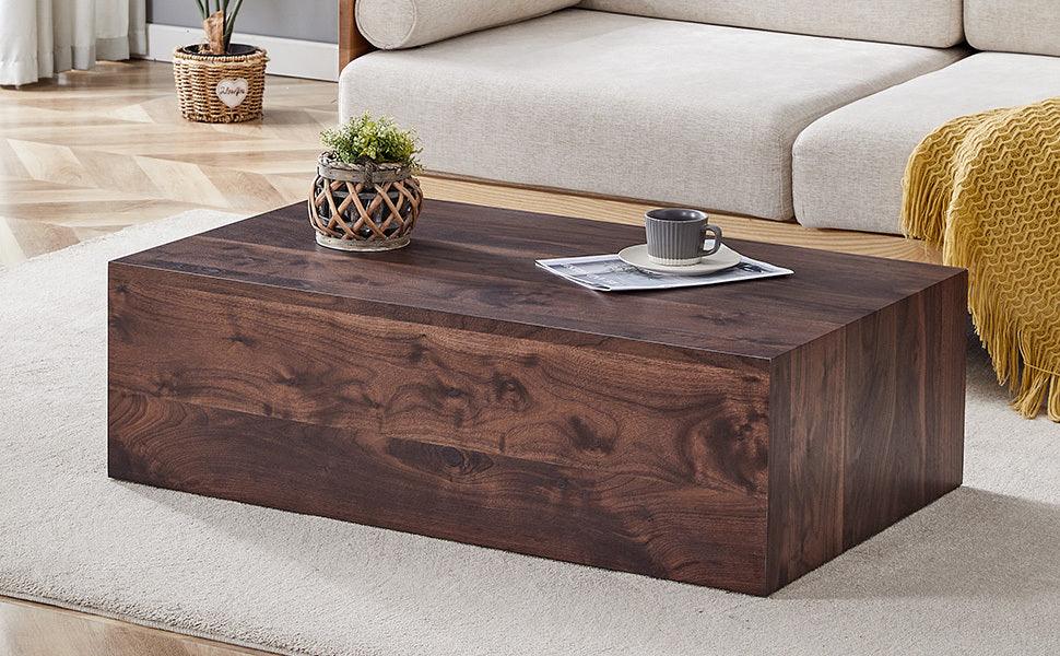 Coffee Table Modern Wood Grain Rectangular Finish Walnut - Furniture Home Direct