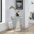 Side Table Geometric Mirrored Decorative Living Room Silver - Furniture Home Direct