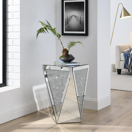Side Table Geometric Mirrored Decorative Living Room Silver - Furniture Home Direct