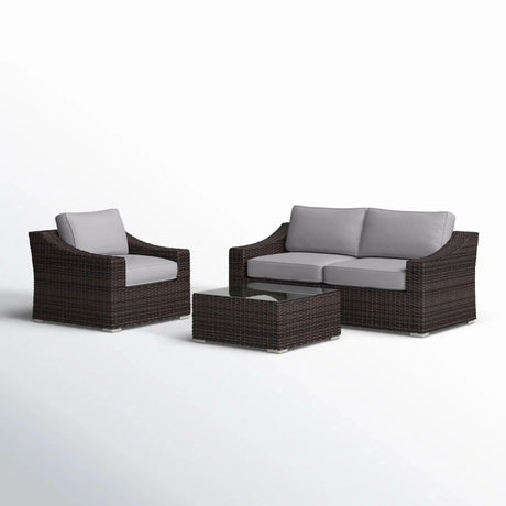 Outdoor Wicker Conversation Set With Cushions, All Weather - Furniture Home Direct