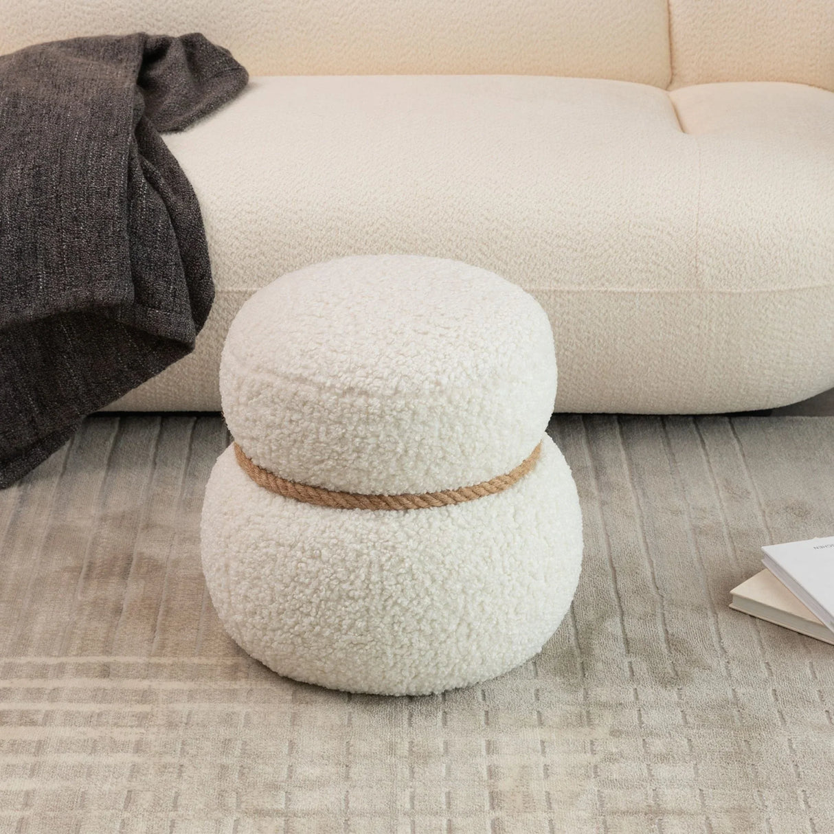 Snowman Stool With Cushion And Solid Wood Frame - Furniture Home Direct