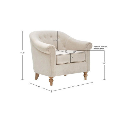 Fayette - Tufted Accent Arm Chair - Cream - Furniture Home Direct