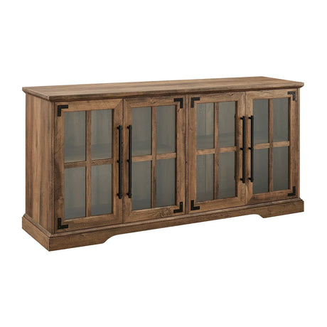 Modern Farmhouse Two Tone Windowpane Glass Door TV Stand For TVs Up To 65" - Furniture Home Direct