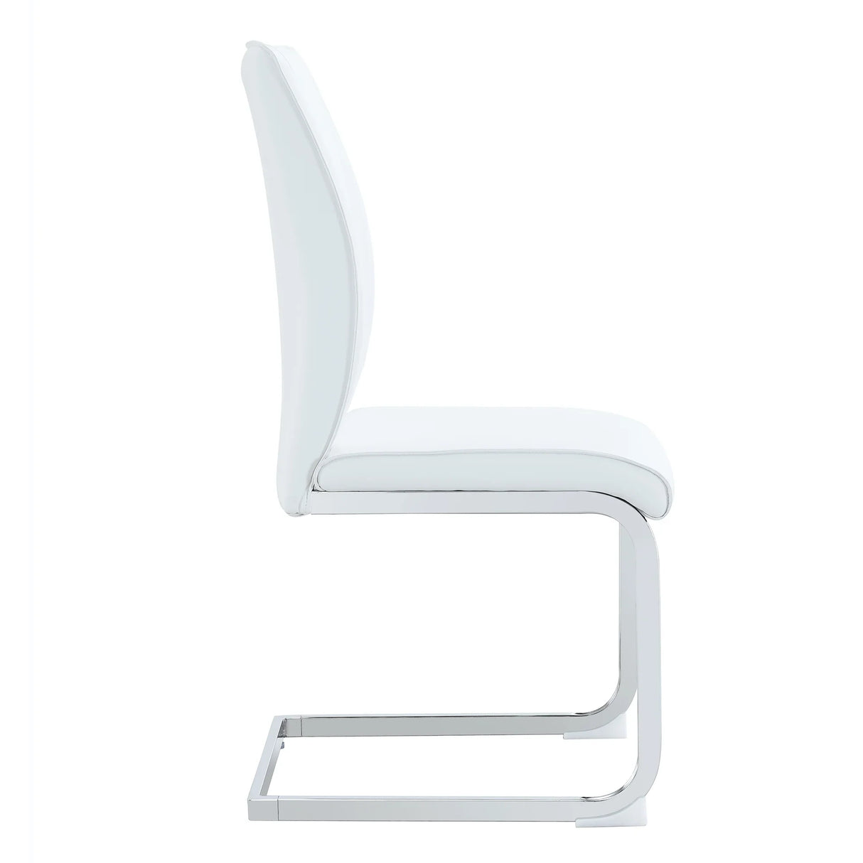 Dining Chairs Set Modern PU Upholstered Chrome White - Furniture Home Direct