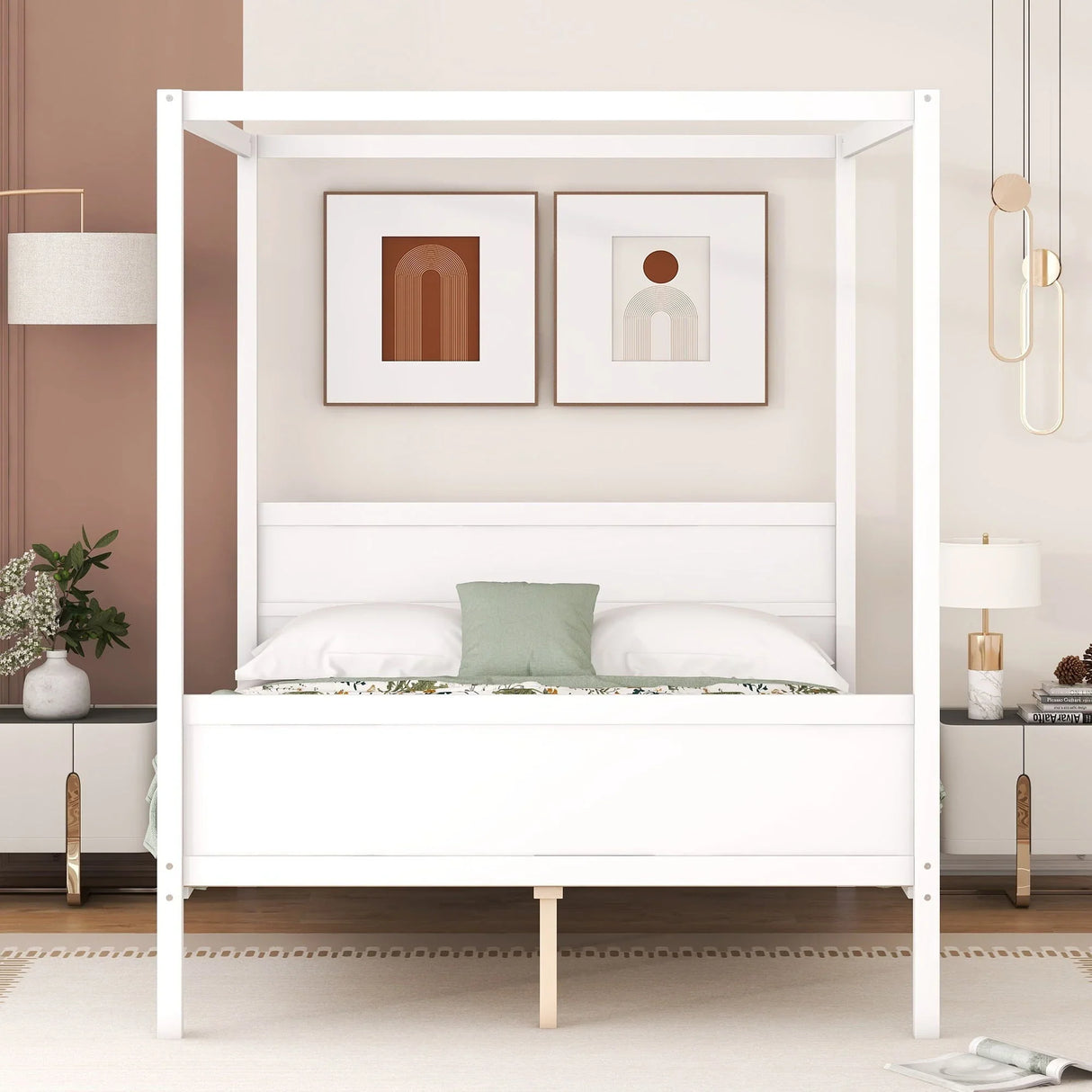 Canopy Platform Bed With Headboard And Footboard, Slat Support Leg - Furniture Home Direct
