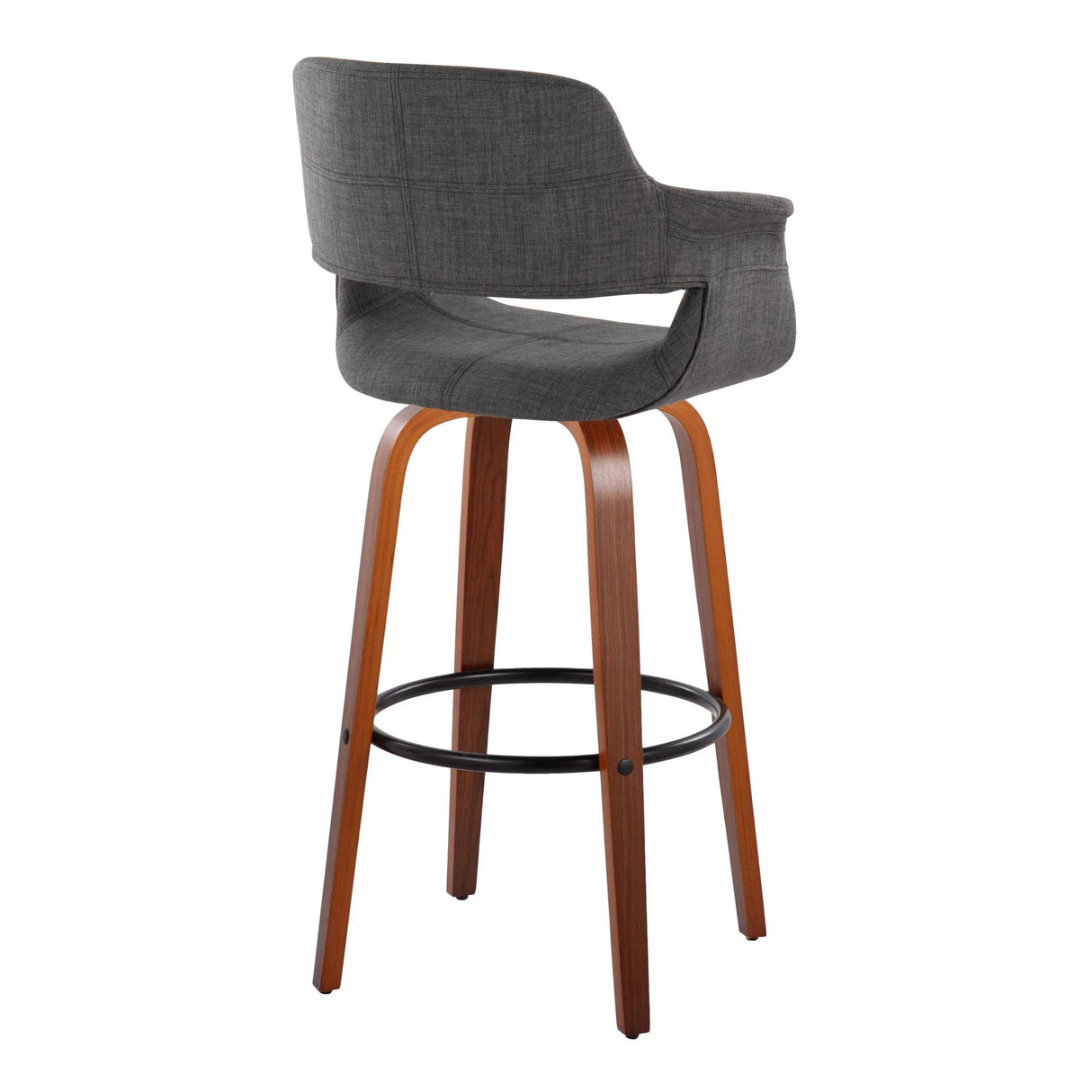 Vintage Flair - Mid Century Modern Fixed Height Barstool With Swivel With Round Footrest (Set of 2) - Furniture Home Direct