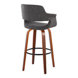 Vintage Flair - Mid Century Modern Fixed Height Barstool With Swivel With Round Footrest (Set of 2) - Furniture Home Direct