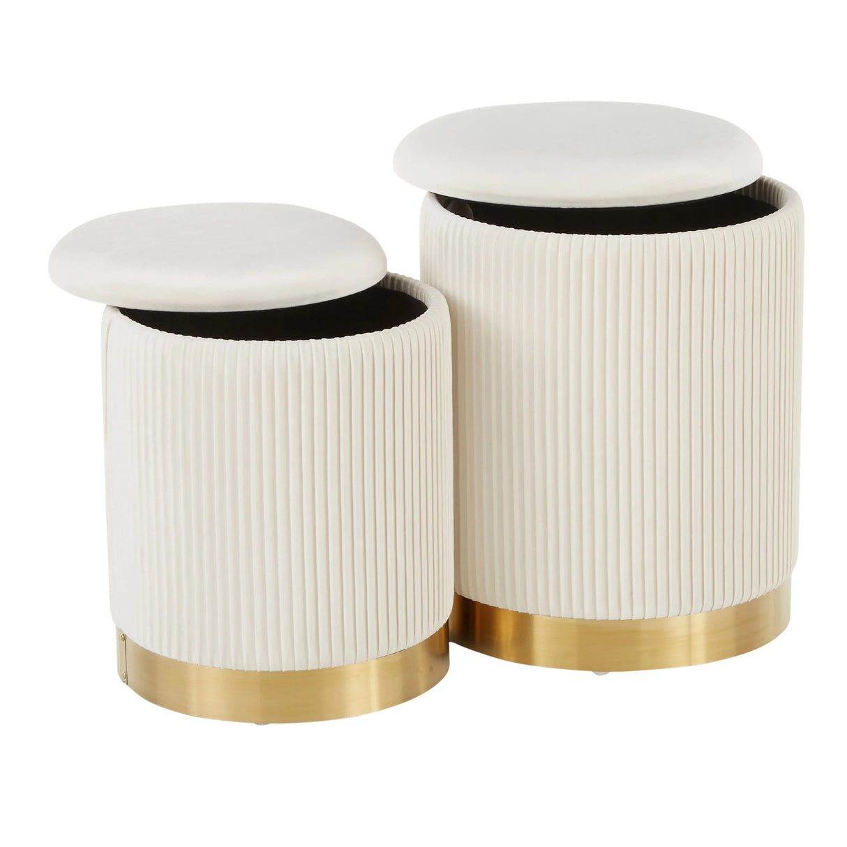 Marla - Contemporary Nesting Pleated Ottoman Set - Furniture Home Direct