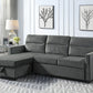 Ivy - Velvet Reversible Sleeper Sectional Sofa With Storage Chaise And Side Pocket - Furniture Home Direct