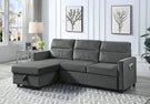 Ivy - Velvet Reversible Sleeper Sectional Sofa With Storage Chaise And Side Pocket - Furniture Home Direct