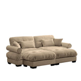 Modern Sectional Sofa With Ottoman, Round Bolster Armrests, Waist And Throw Pillows - Furniture Home Direct