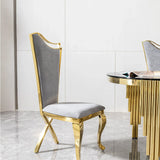 Gorgeous Streamlined High Back Fabric Stainless Steel Dining Chair (Set of 2) - Gold / Gray - Furniture Home Direct
