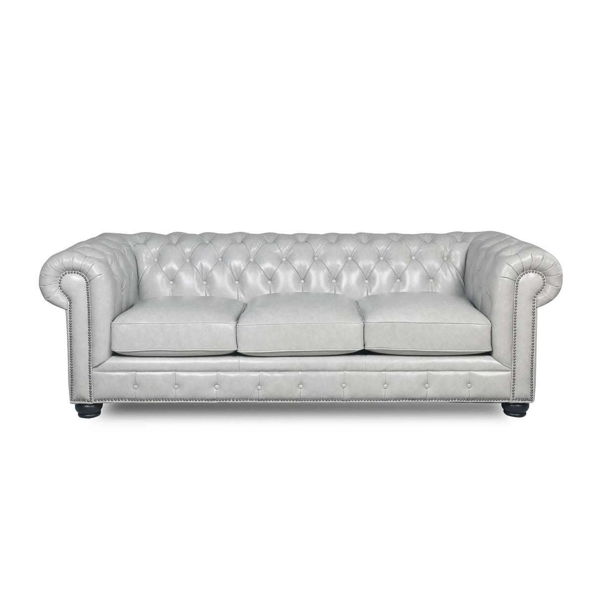 Traditional Tufted Leather Chesterfield Nailhead Sofa - Furniture Home Direct
