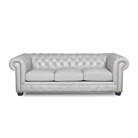 Traditional Tufted Leather Chesterfield Nailhead Sofa - Furniture Home Direct