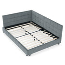 Mid-Century Storage Upholstered Tufted Bed Frame With Backrest And Armrests - Furniture Home Direct