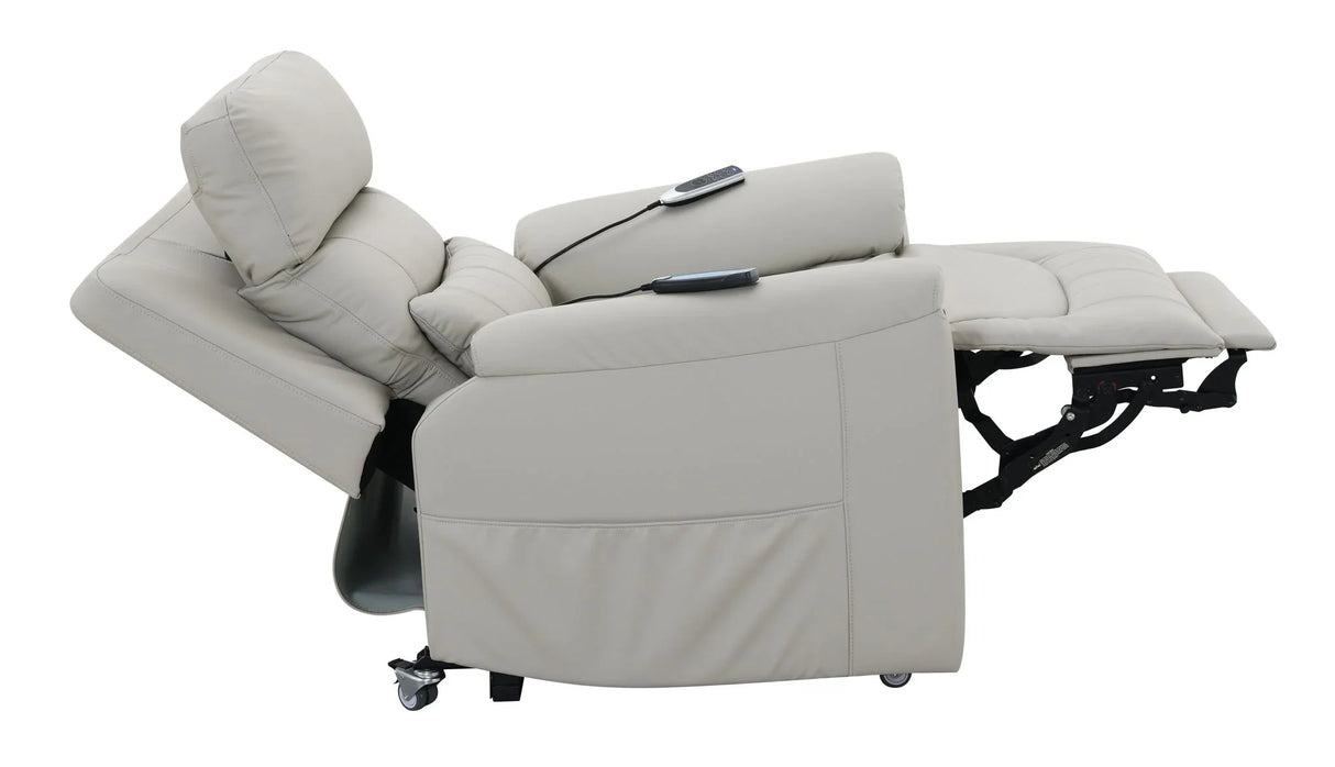 Marsha - Silicone Synthetic Leather Power Motion Recliner With Lift Heating Massage Chair - Light Gray - Furniture Home Direct