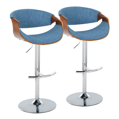 Curvo - Mid Century Modern Adjustable Barstool With Swivel With Rounded T Footrest (Set of 2) - Furniture Home Direct