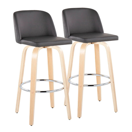 Toriano - Contemporary Fixed Height Barstool & Swivel With Round Footrest (Set of 2) - Furniture Home Direct