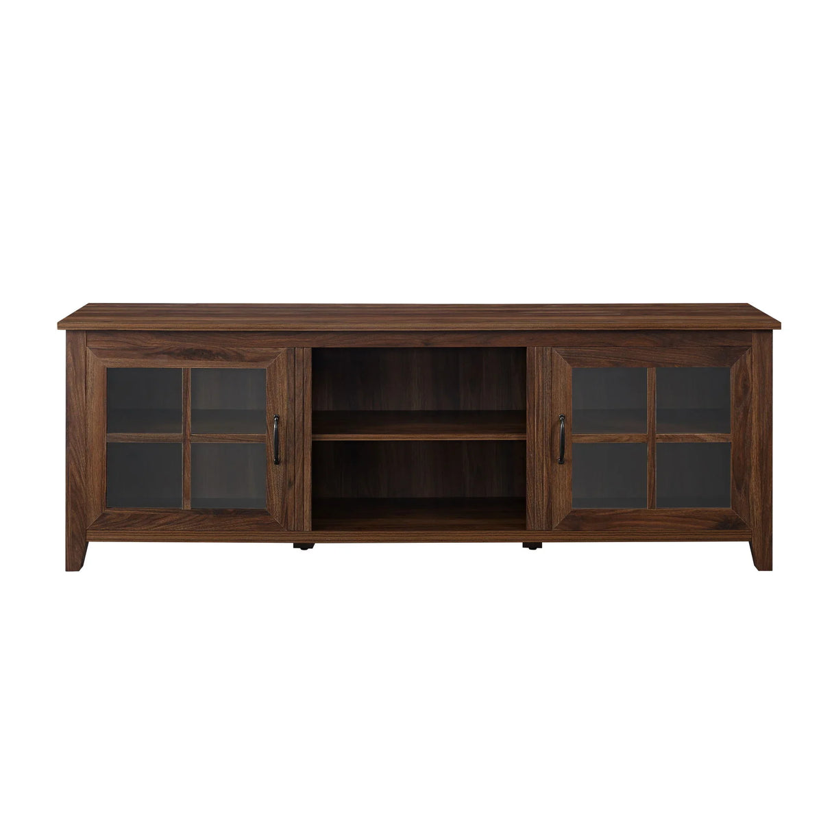 Modern Farmhouse 2 Door Glass Windowpane 70" TV Stand For 80" TVs - Furniture Home Direct