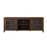 Modern Farmhouse 2 Door Glass Windowpane 70" TV Stand For 80" TVs - Furniture Home Direct