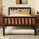 Twin Bed With Trundle, Platform Bed Frame With Headboard And Footboard, For Bedroom Small Living Space, No Box Spring Needed - Furniture Home Direct
