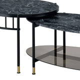 Silas - Engineered Stone Top Nesting Table - Black - Furniture Home Direct