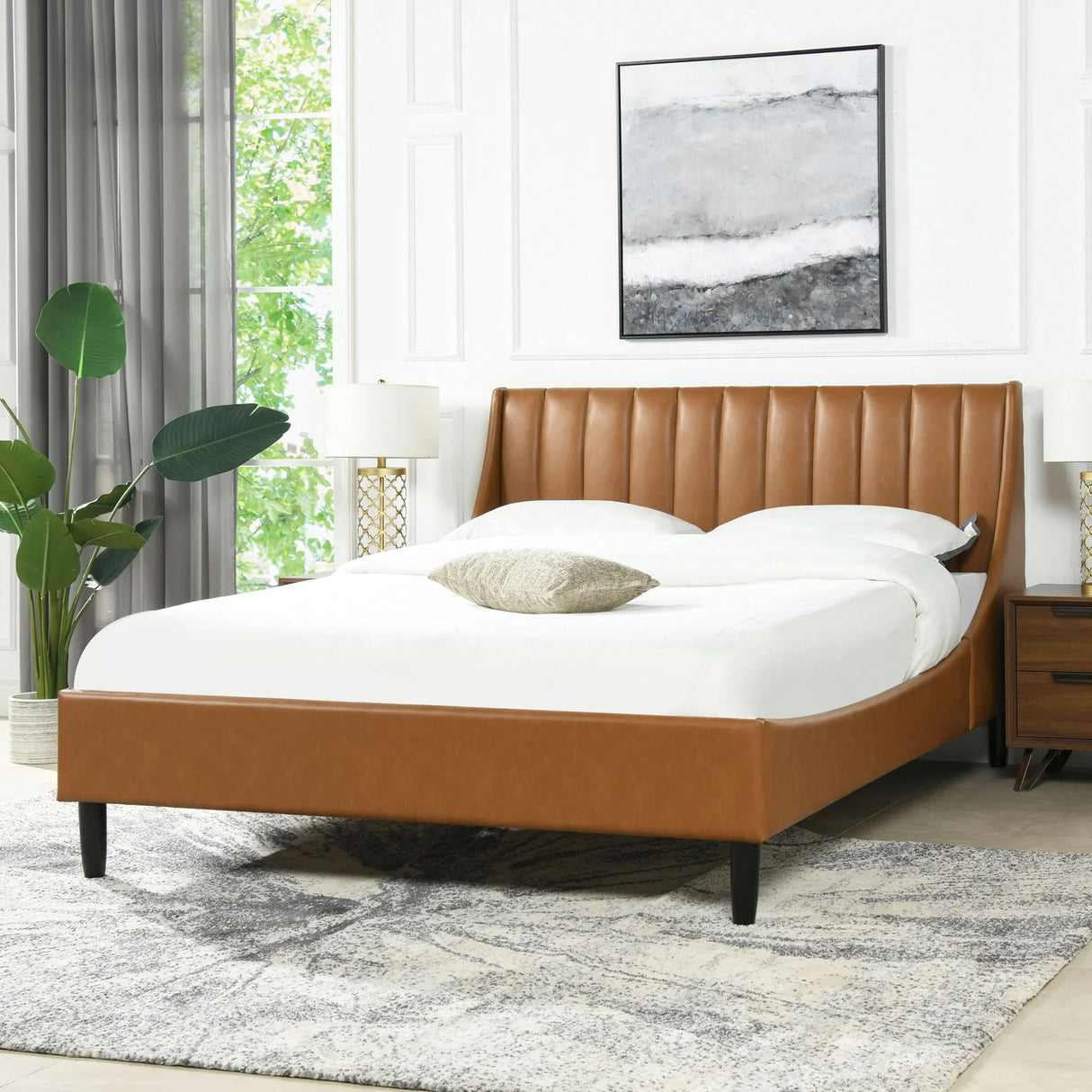 Aspen - Vertical Tufted Modern Headboard Platform Bed Set - Furniture Home Direct