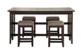 Drop Leaf Table & 4 Stools - Dark Brown - Furniture Home Direct