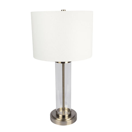 Luna - Table Lamp With On / Off Switch Clear Body Base - Clear / Silver / White - Furniture Home Direct