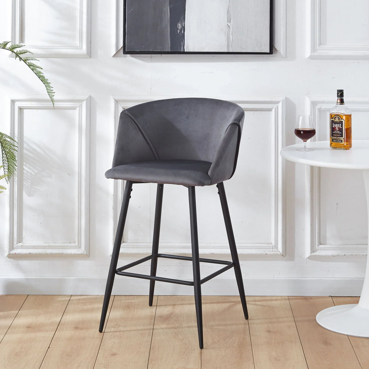 Counter Height Bar Stool Metal Legs (Set of 2) - Furniture Home Direct