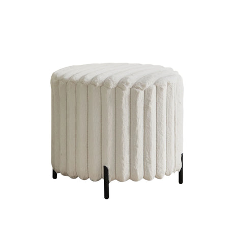 Wide Upholstered Round Pouf Ottoman Foot Rest - Furniture Home Direct