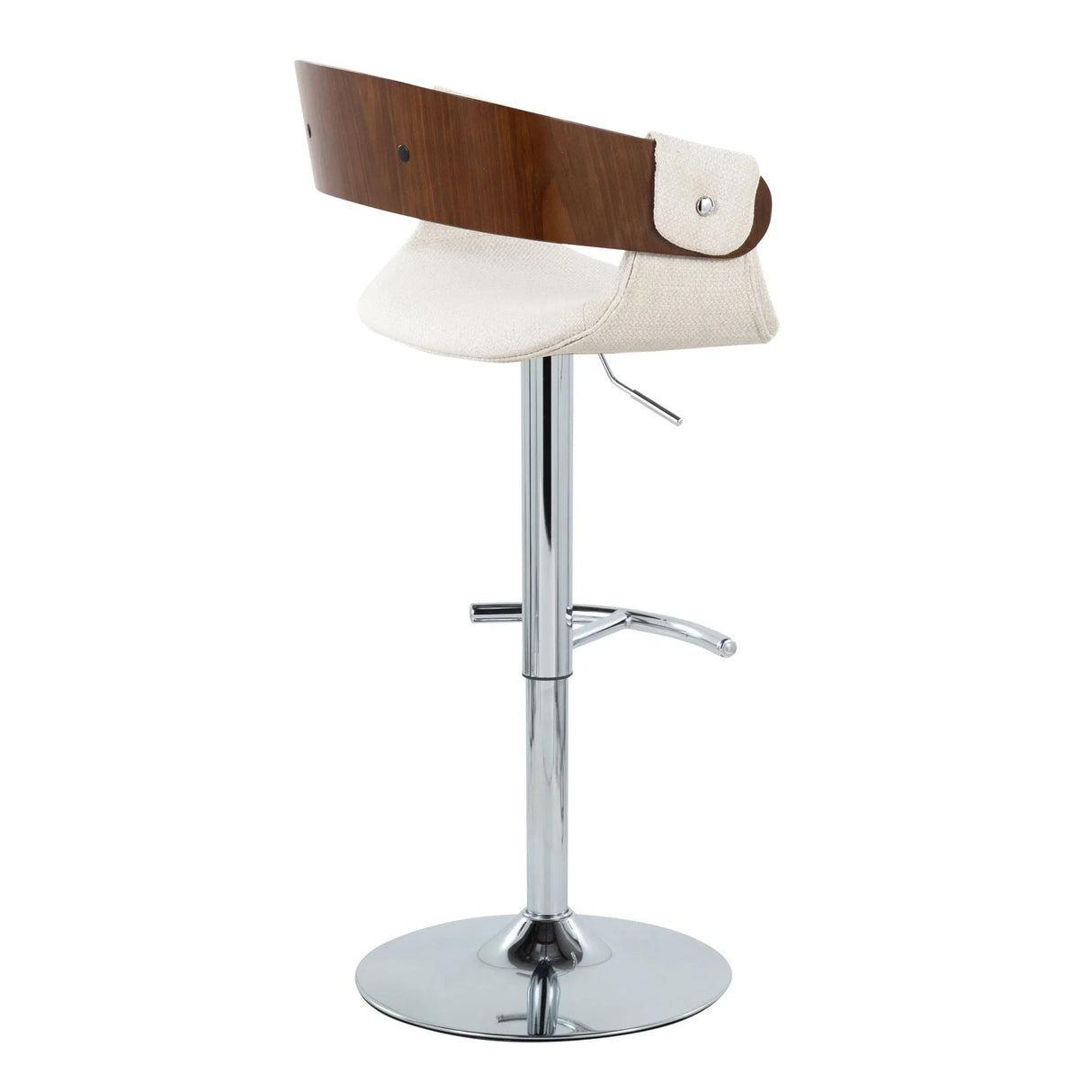 Elisa - Mid Century Modern Adjustable Barstool With Swivel With Rounded T Footrest (Set of 2) - Furniture Home Direct