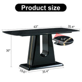Dining Table With Imitation Marble Top, Modern Black - Furniture Home Direct