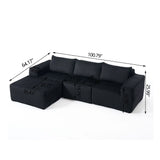 L - Shape Modern Minimalist Modular Sectional Sofa, Upholstered Cloud Couch With Deep Seats - Furniture Home Direct