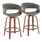 Vintage Mod - Mid Century Modern Fixed Height Counter Stool & Swivel With Round Footrest (Set of 2) - Furniture Home Direct