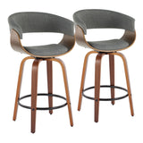 Vintage Mod - Mid Century Modern Fixed Height Counter Stool & Swivel With Round Footrest (Set of 2) - Furniture Home Direct