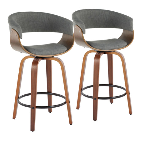 Vintage Mod - Mid Century Modern Fixed Height Counter Stool & Swivel With Round Footrest (Set of 2) - Furniture Home Direct